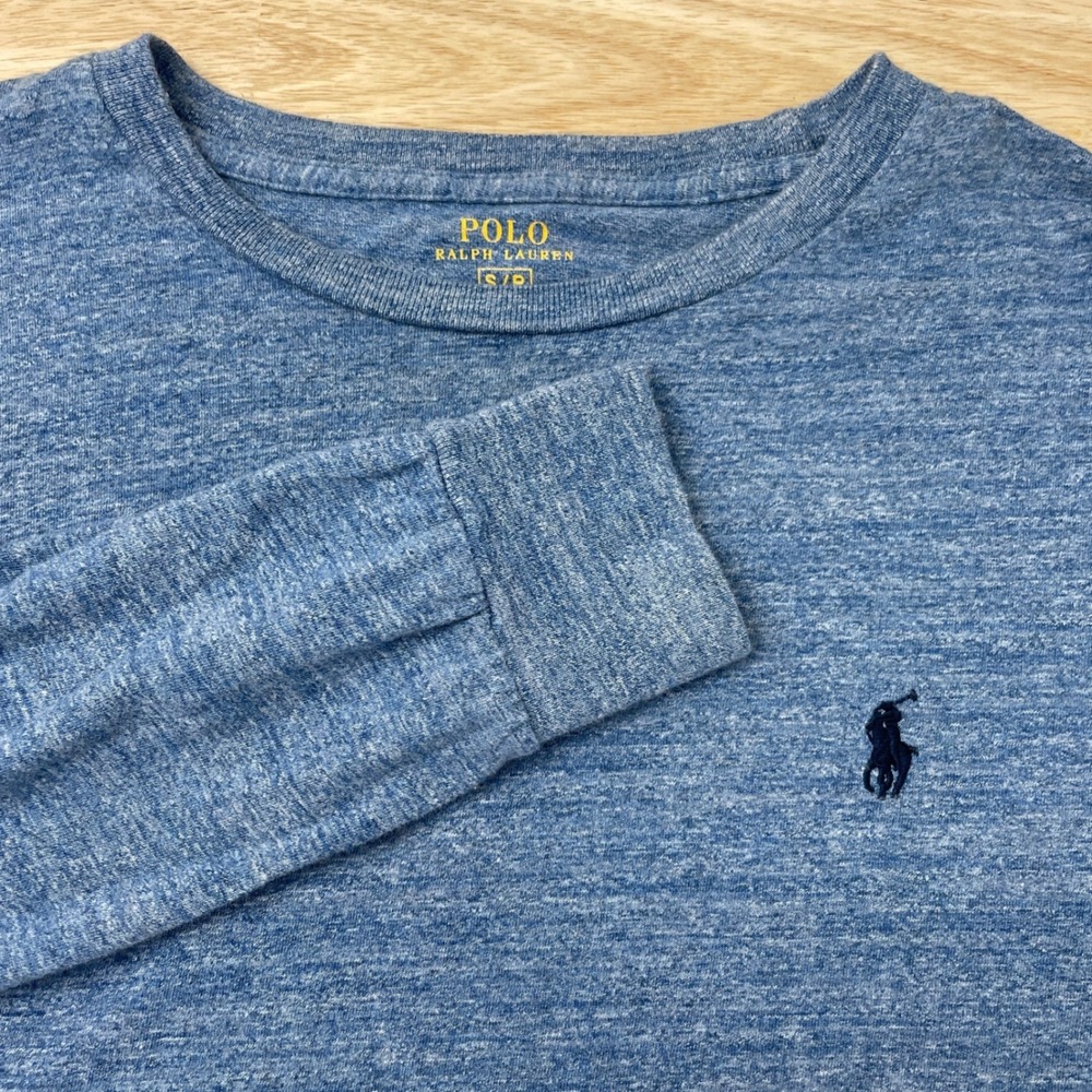 Polo Ralph Lauren Men's Blue Heathered Long Sleeve Shirt Crewneck Small S/P